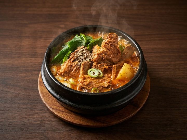 뚝배기 감자탕 (Pork Backbone Stew in an Earthenware Pot)